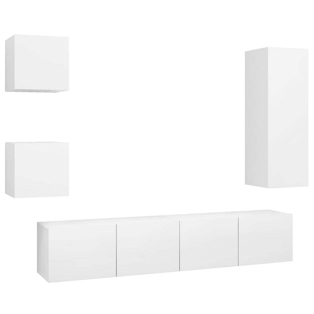 Ensemble de 5 meubles TV vidaXL blanc en bois d'ingénierie