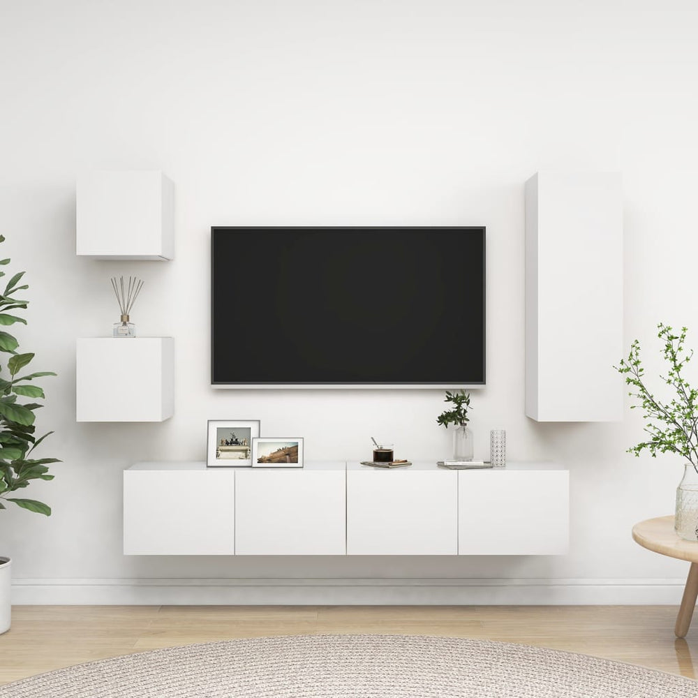 Ensemble de 5 meubles TV vidaXL blanc en bois d'ingénierie