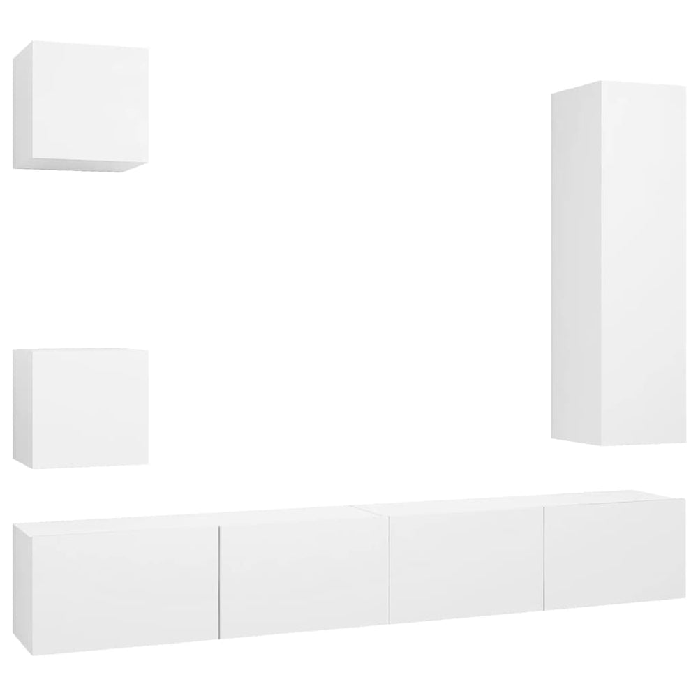 Ensemble de 5 meubles TV vidaXL blanc en bois d'ingénierie