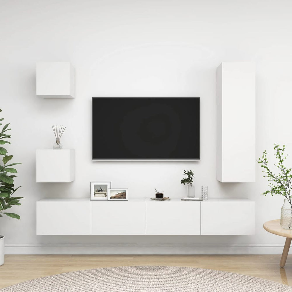 Ensemble de 5 meubles TV vidaXL blanc en bois d'ingénierie