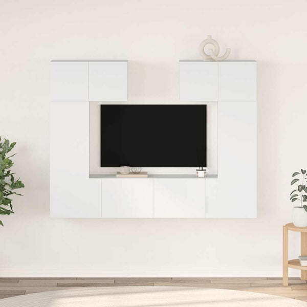 6-tlg. TV-Schrank-Set Weiß Holzwerkstoff