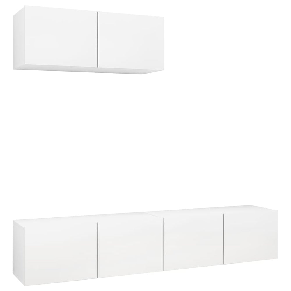 vidaXL Meubles TV 3 pcs Blanc Bois d'ingénierie