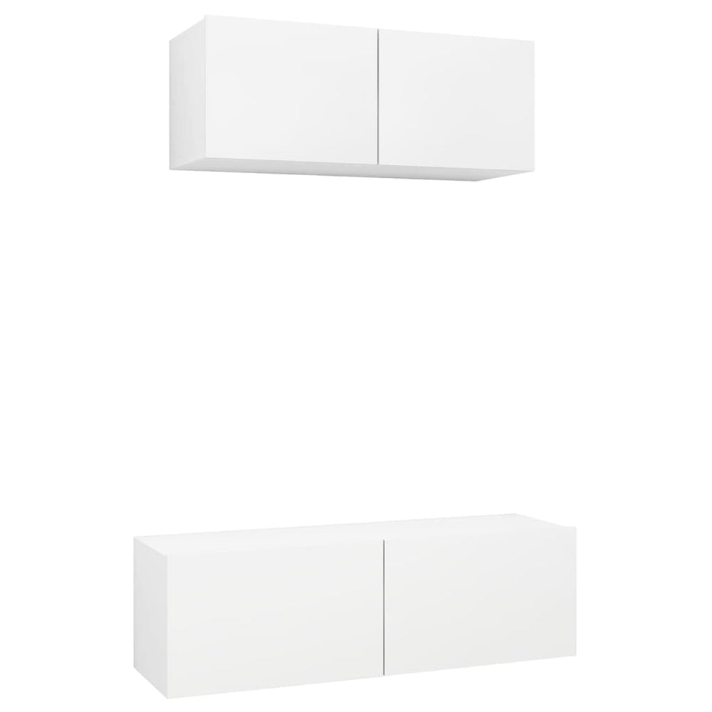 vidaXL Meuble TV, 2 pcs, blanc, bois d'ingénierie