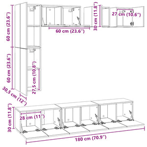 8-tlg. TV-Schrank-Set Weiß Holzwerkstoff