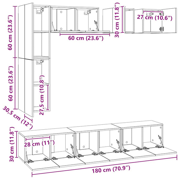 8-tlg. TV-Schrank-Set Weiß Holzwerkstoff