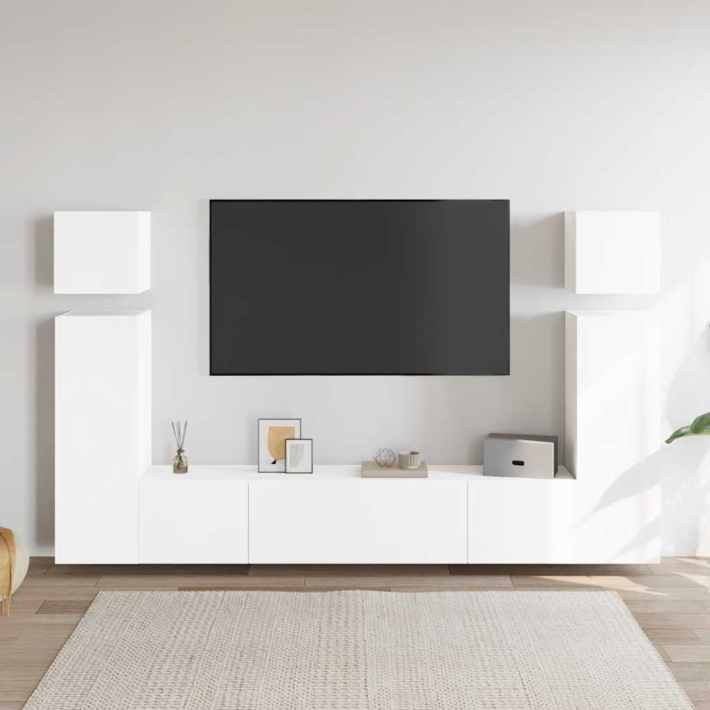 8-tlg. TV-Schrank-Set Weiß Holzwerkstoff