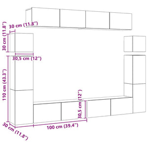 8-tlg. TV-Schrank-Set Weiß Holzwerkstoff
