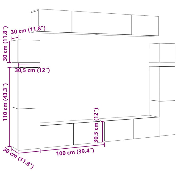 8-tlg. TV-Schrank-Set Weiß Holzwerkstoff