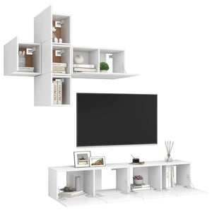 7-tlg. TV-Schrank-Set Weiß Holzwerkstoff