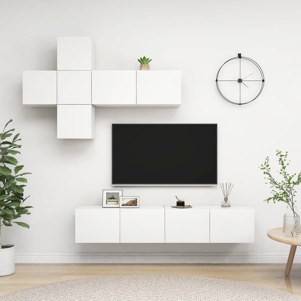 7-tlg. TV-Schrank-Set Weiß Holzwerkstoff