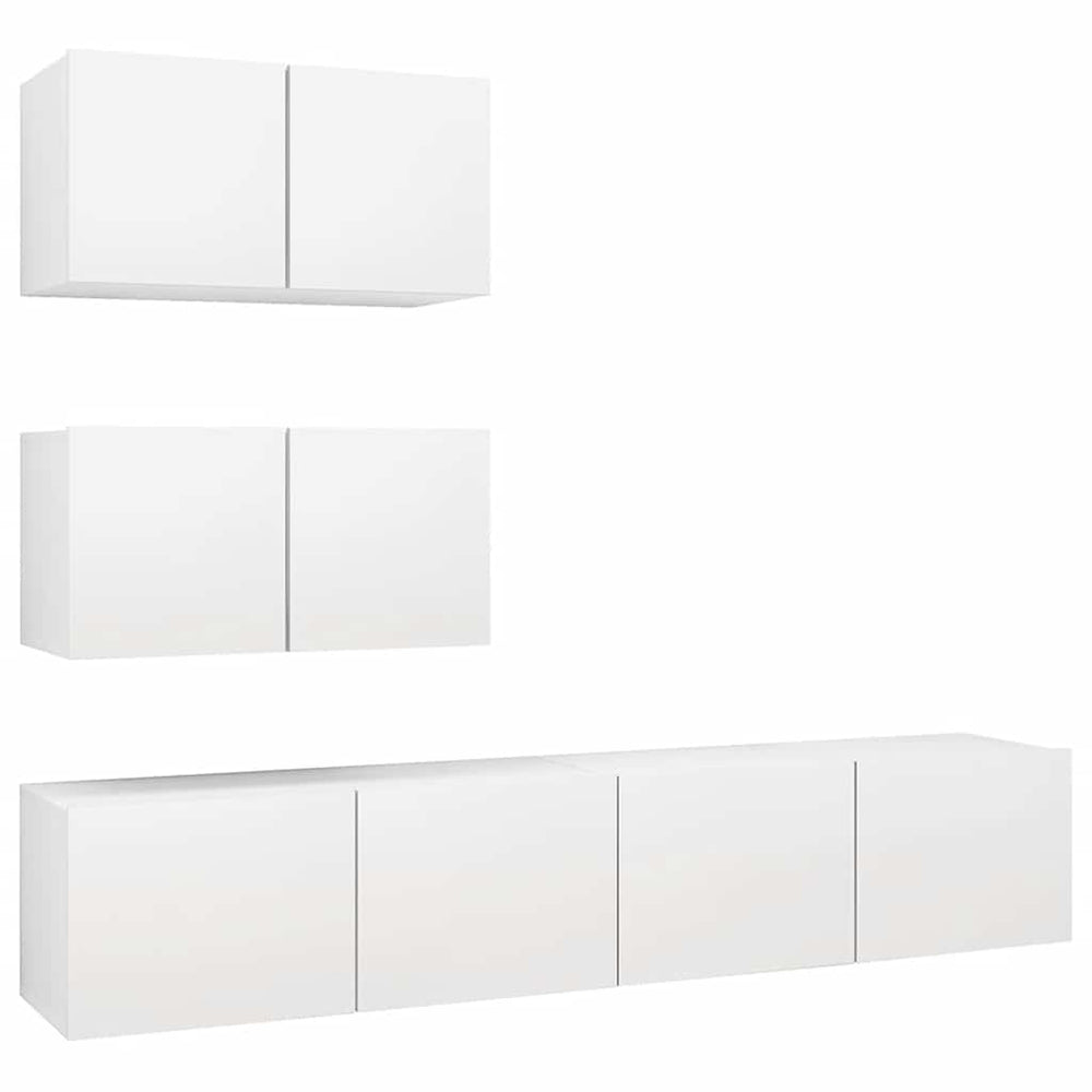 vidaXL Ensemble de 4 meubles TV Blanc Bois d'ingénierie