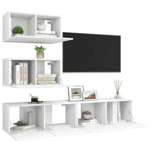 4-tlg. TV-Schrank-Set Weiß Holzwerkstoff