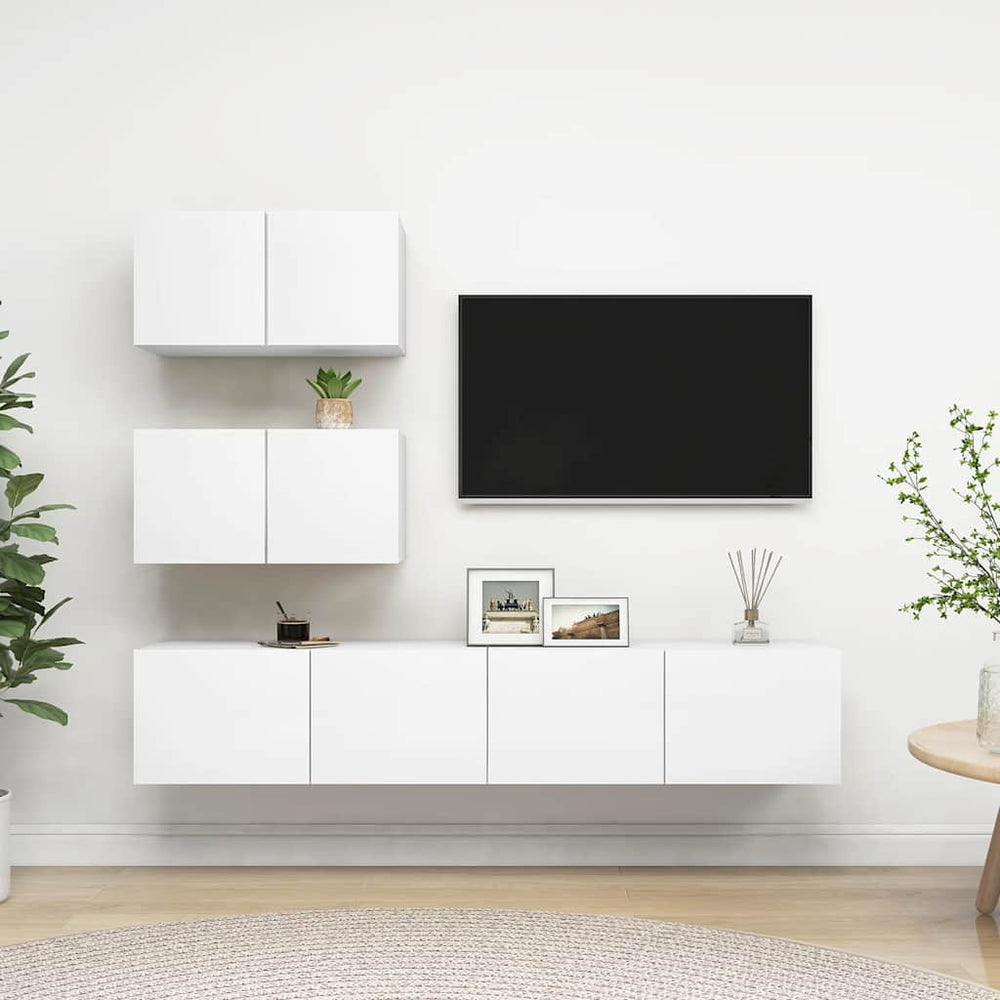 vidaXL Ensemble de 4 meubles TV Blanc Bois d'ingénierie