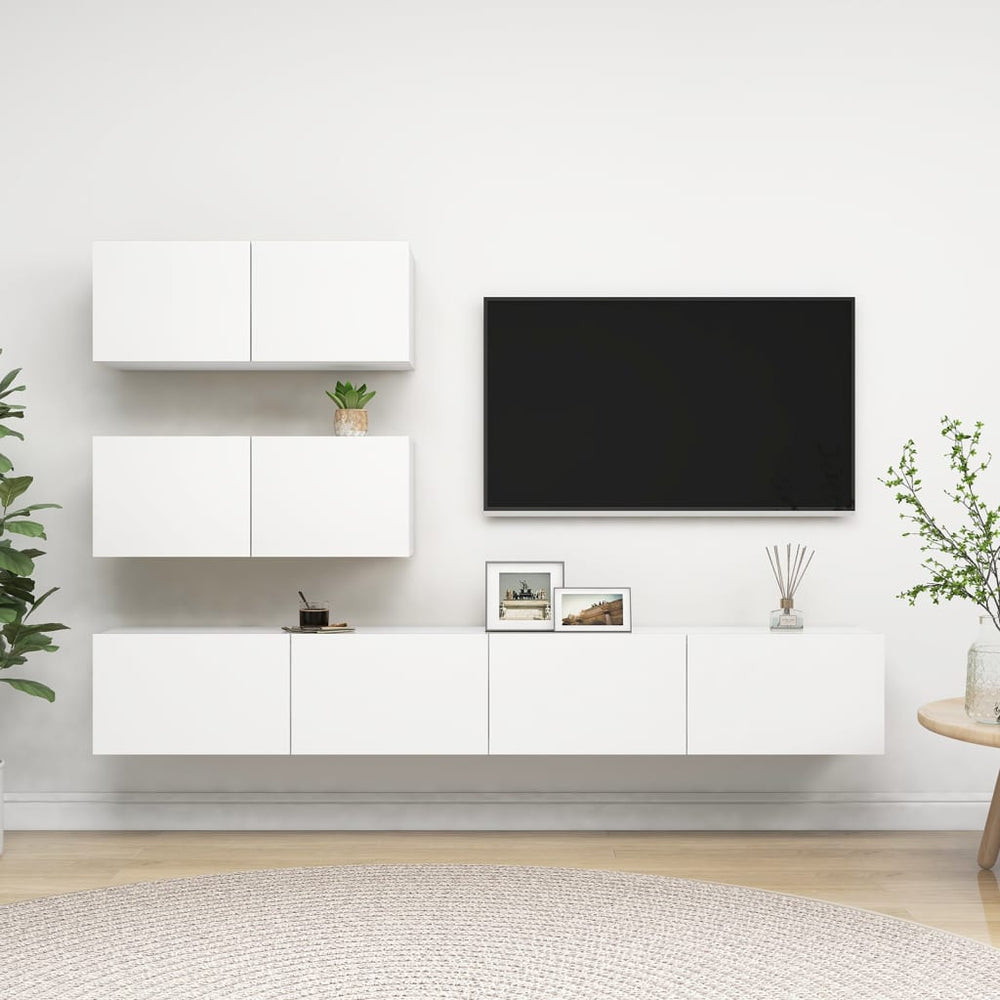 vidaXL Ensemble de 4 meubles TV Blanc Bois d'ingénierie