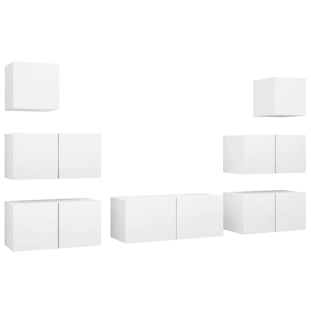 vidaXL Ensemble de 7 meubles TV blanc en bois d'ingénierie