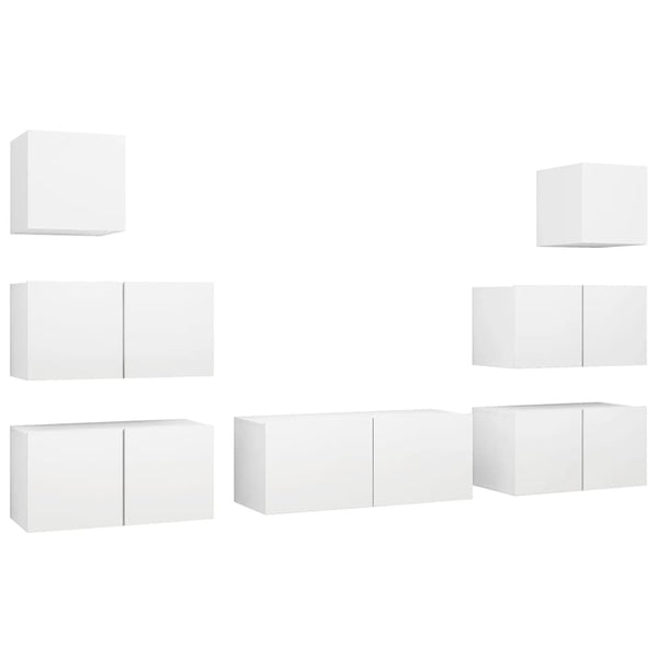 7-tlg. TV-Schrank-Set Weiß Holzwerkstoff