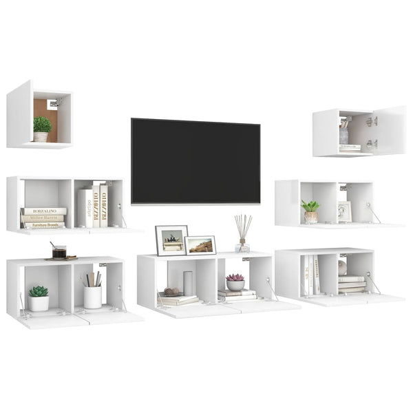 7-tlg. TV-Schrank-Set Weiß Holzwerkstoff