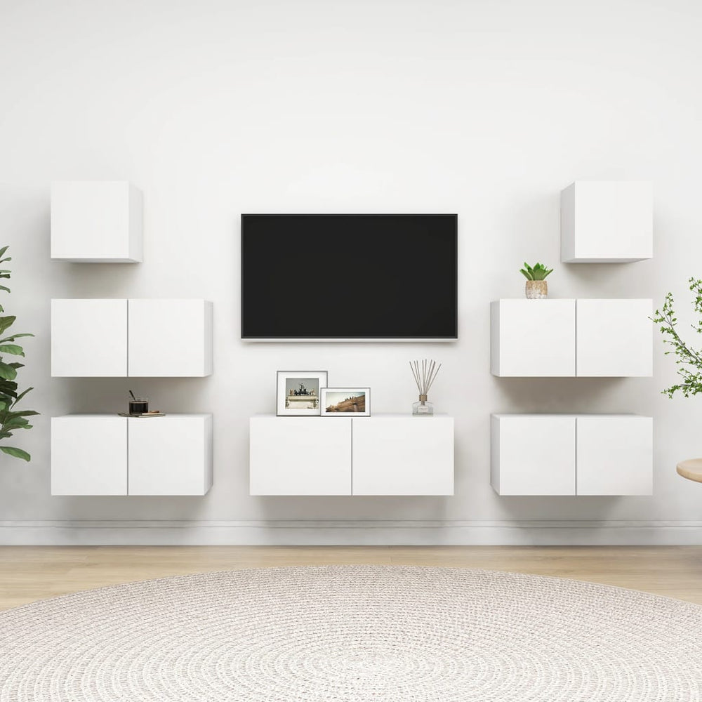vidaXL Ensemble de 7 meubles TV blanc en bois d'ingénierie