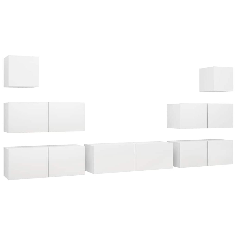 vidaXL Ensemble de 7 meubles TV blanc en bois d'ingénierie