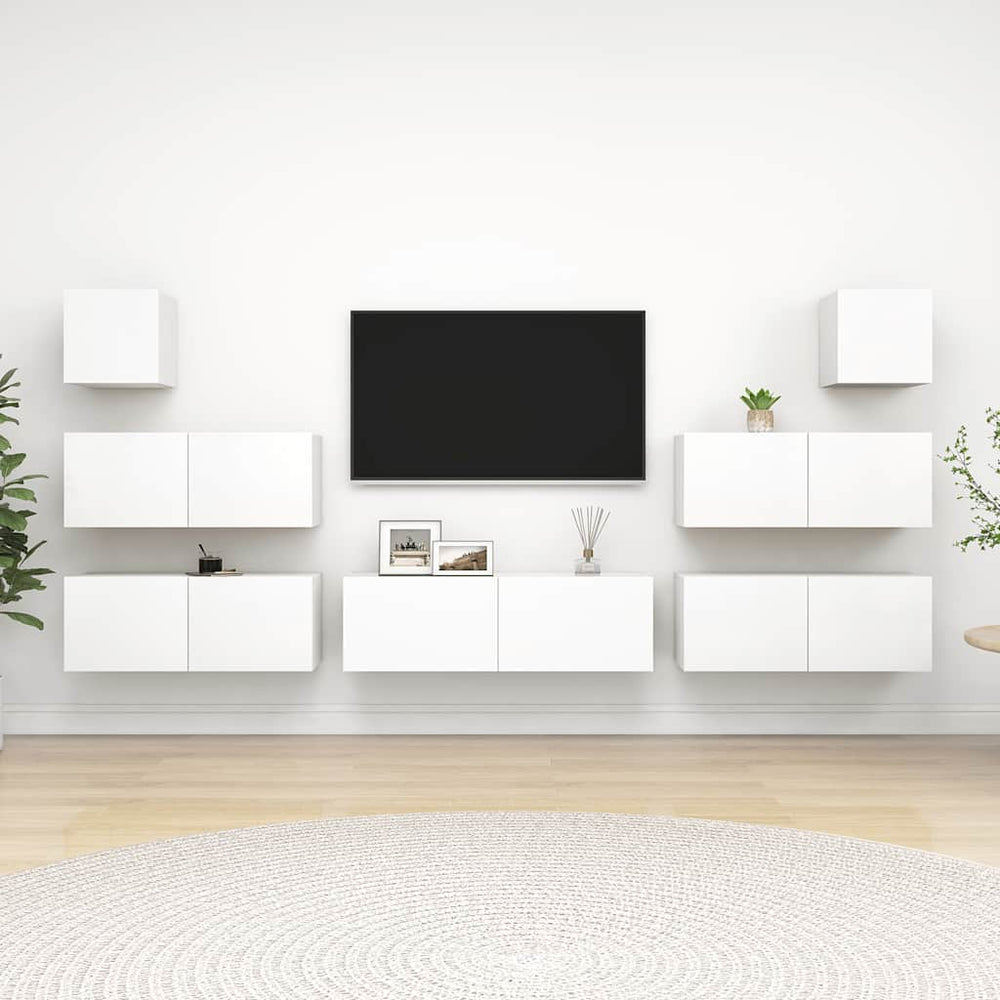 vidaXL Ensemble de 7 meubles TV blanc en bois d'ingénierie