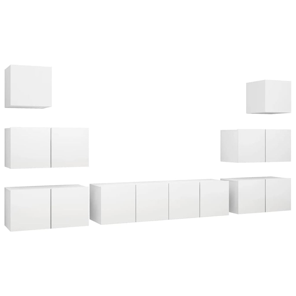 vidaXL Meuble TV 8 pcs blanc bois d'ingénierie