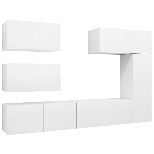 6-tlg. TV-Schrank-Set Weiß Holzwerkstoff