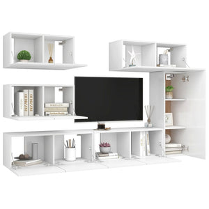 6-tlg. TV-Schrank-Set Weiß Holzwerkstoff