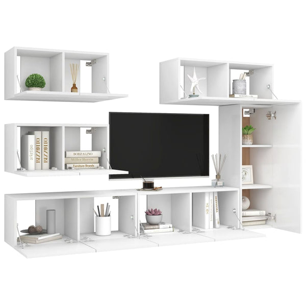 6-tlg. TV-Schrank-Set Weiß Holzwerkstoff