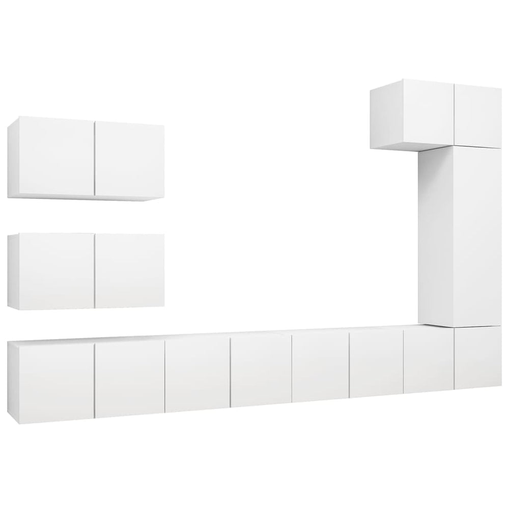 vidaXL Meuble TV 8 pcs blanc bois d'ingénierie