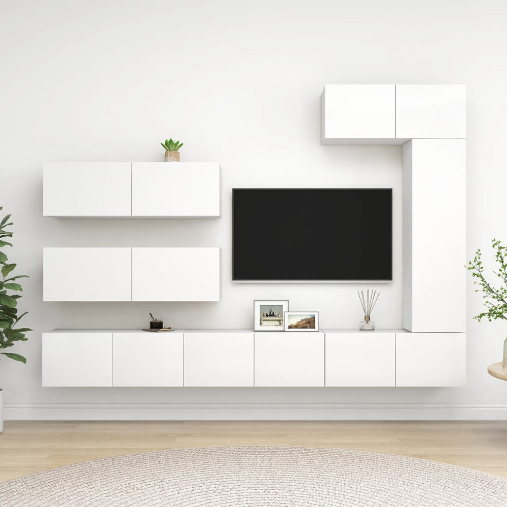 vidaXL Ensemble de 7 meubles TV blanc en bois d'ingénierie