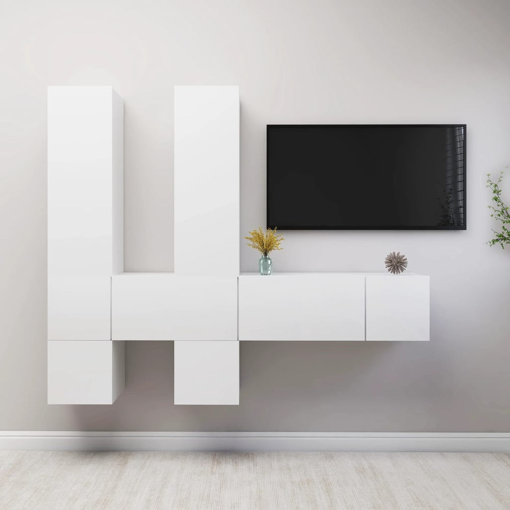 vidaXL Ensemble de 7 meubles TV blanc en bois d'ingénierie