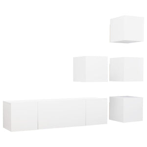 6-tlg. TV-Schrank-Set Weiß Holzwerkstoff