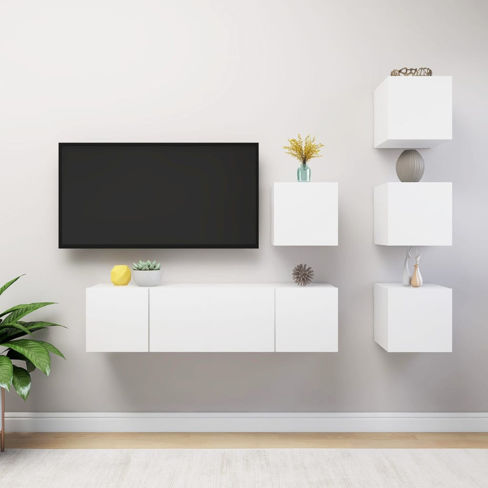 vidaXL Ensemble de 6 meubles TV blanc en bois d'ingénierie