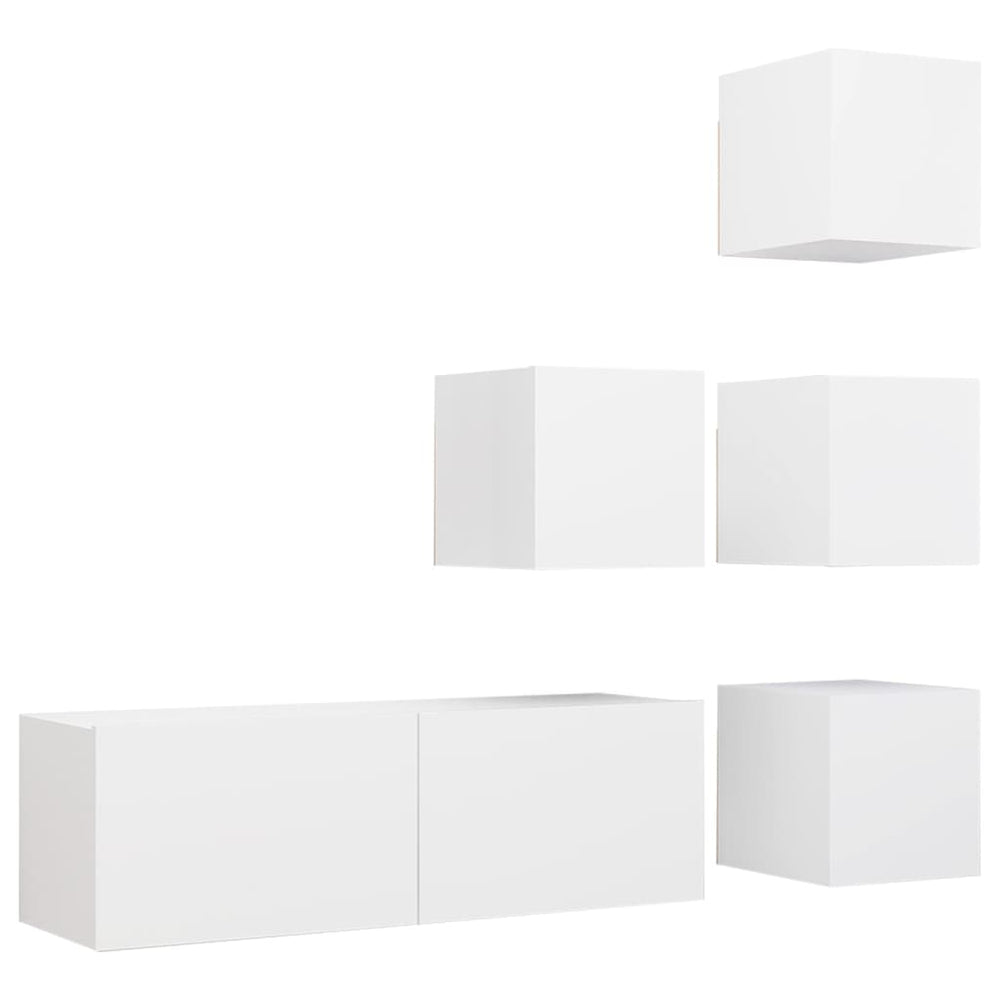 Ensemble de 5 meubles TV vidaXL blanc en bois d'ingénierie
