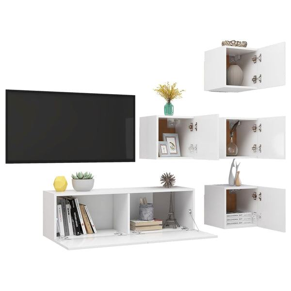 5-tlg. TV-Schrank-Set Weiß Holzwerkstoff