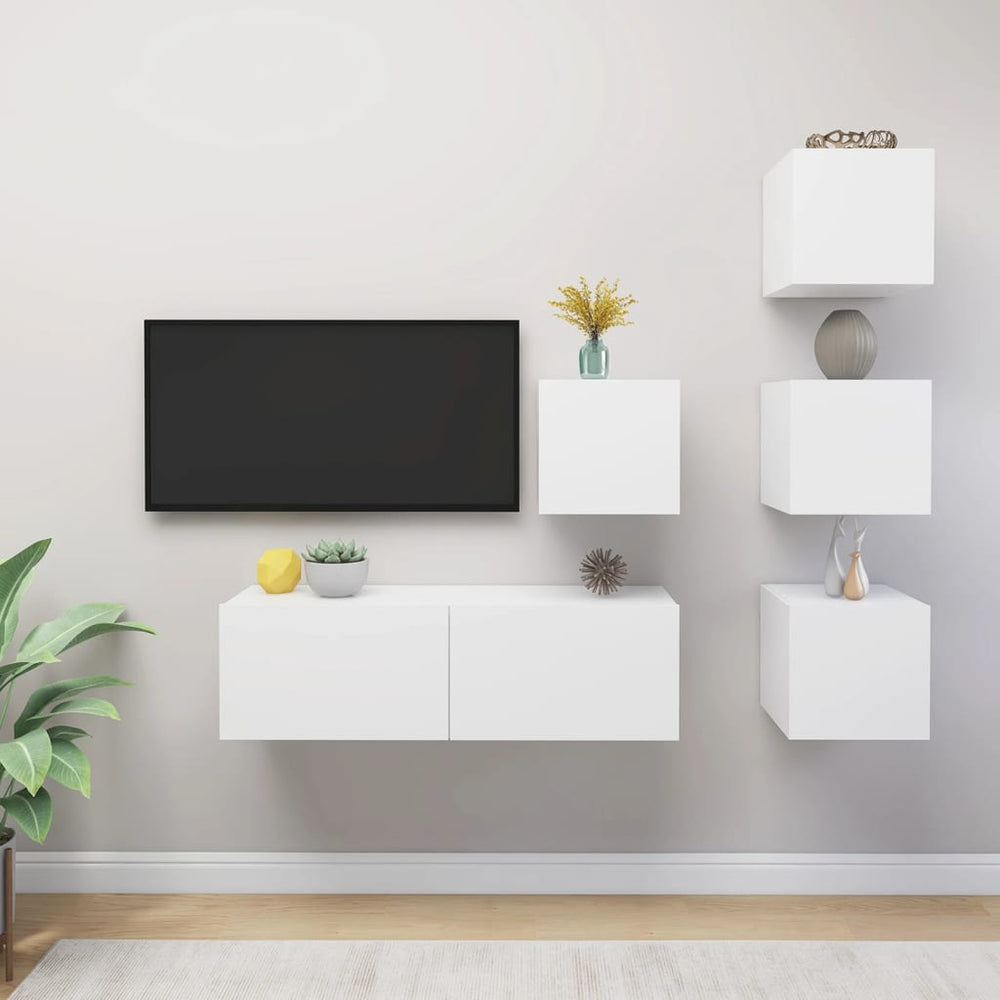 Ensemble de 5 meubles TV vidaXL blanc en bois d'ingénierie