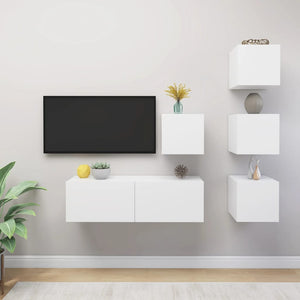 5-tlg. TV-Schrank-Set Weiß Holzwerkstoff