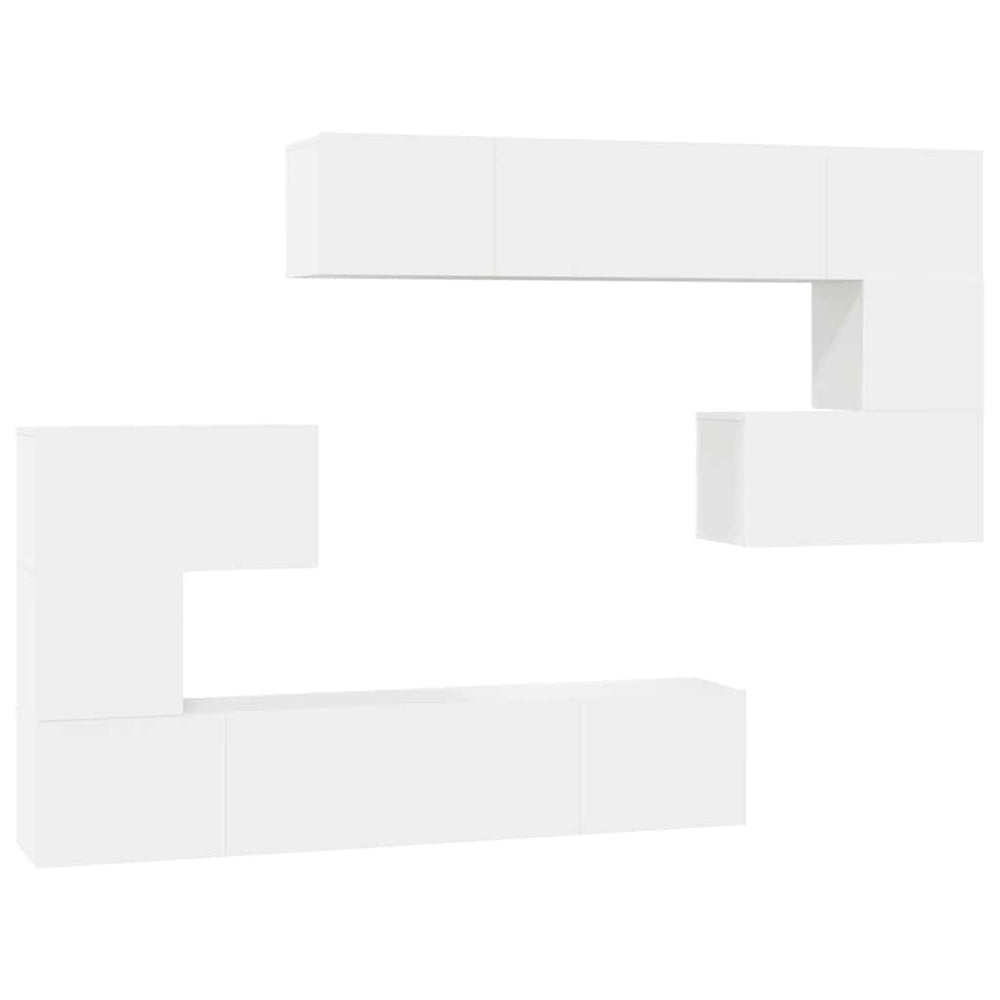 vidaXL Meuble TV 8 pcs blanc bois d'ingénierie