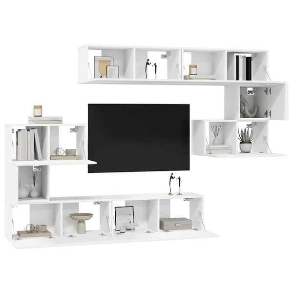 8-tlg. TV-Schrank-Set Weiß Holzwerkstoff