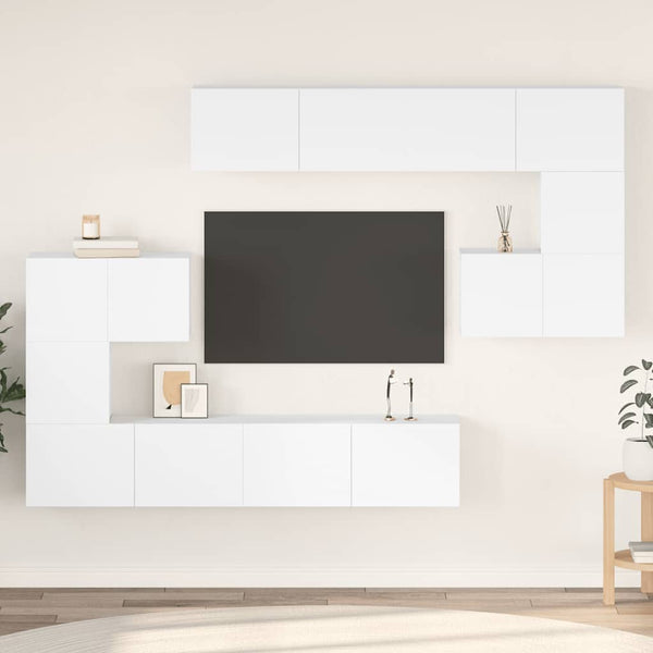 8-tlg. TV-Schrank-Set Weiß Holzwerkstoff