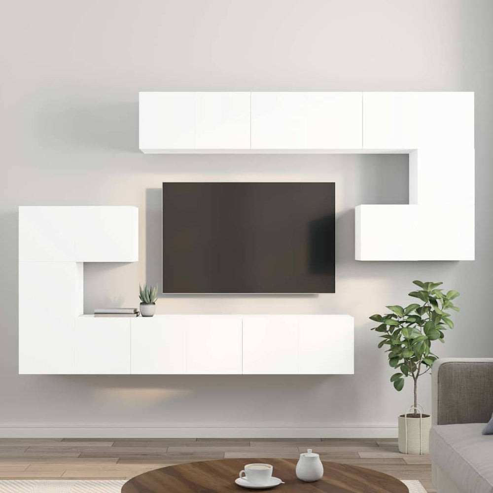 10-tlg. TV-Schrank-Set Weiß Holzwerkstoff