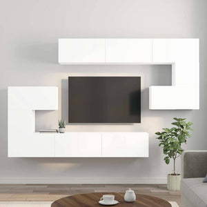 10-tlg. TV-Schrank-Set Weiß Holzwerkstoff