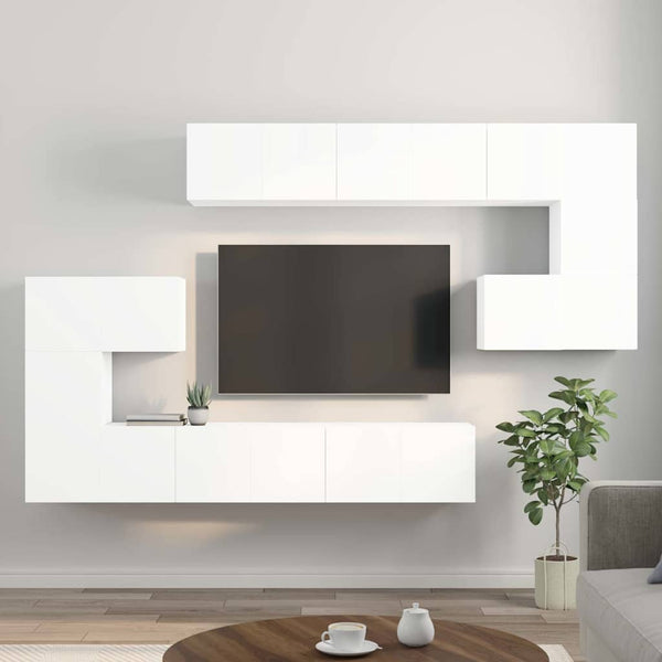 10-tlg. TV-Schrank-Set Weiß Holzwerkstoff