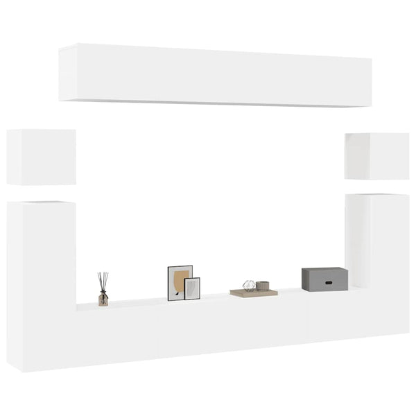 8-tlg. TV-Schrank-Set Weiß Holzwerkstoff