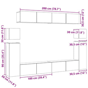 8-tlg. TV-Schrank-Set Weiß Holzwerkstoff
