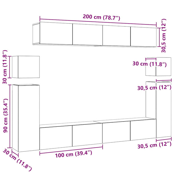 8-tlg. TV-Schrank-Set Weiß Holzwerkstoff