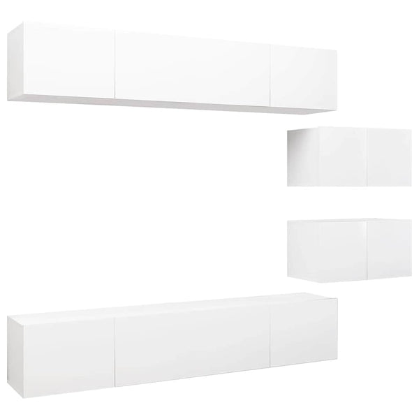 6-tlg. TV-Schrank-Set Weiß Holzwerkstoff