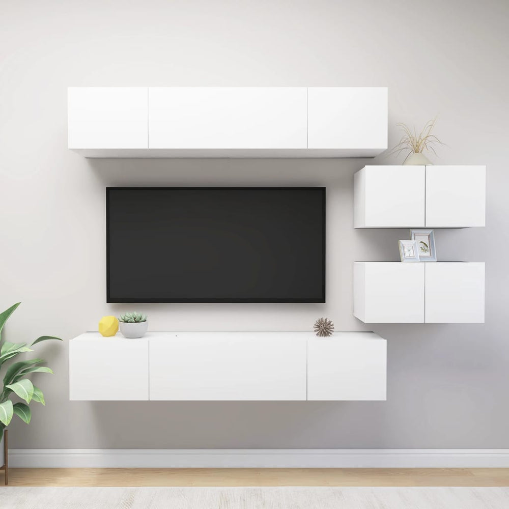 vidaXL Ensemble de 6 meubles TV blanc en bois d'ingénierie