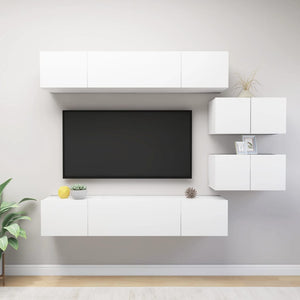 6-tlg. TV-Schrank-Set Weiß Holzwerkstoff