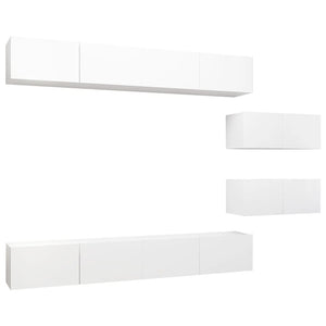 6-tlg. TV-Schrank-Set Weiß Holzwerkstoff